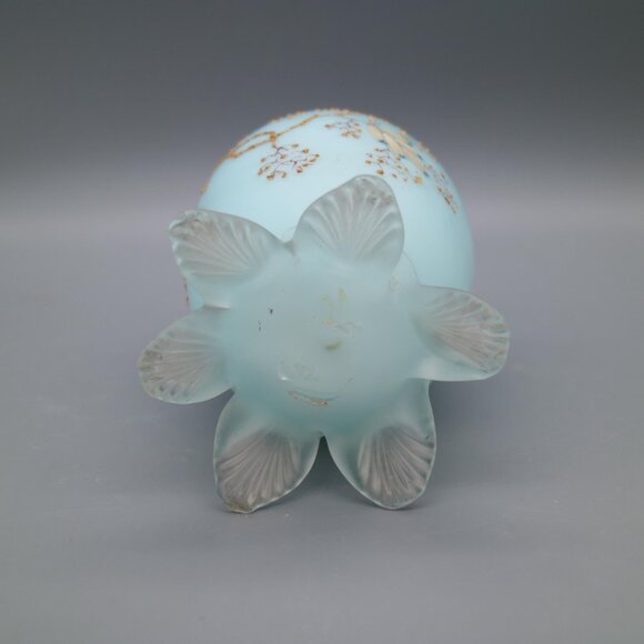 Antique Victorian Stevens & Williams Webb Blue Cased Painted Satin Glass Vase - Picture 8 of 9